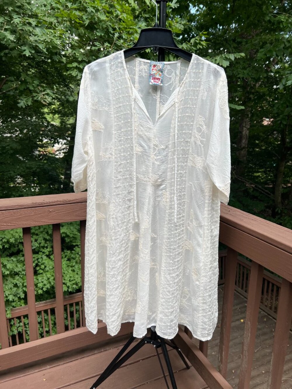 NWOT Johnny Was Horse Embroidered Boho Knee Length Dress Cream Size S - Picture 2 of 12